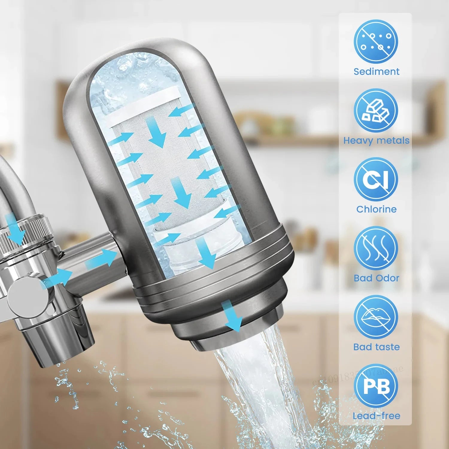 Sistema purificador de filtro de agua del grifo de acero inoxidable HOMFISH, certificado NSF reduce el plomo, el cloro y el mal sabor de la cocina