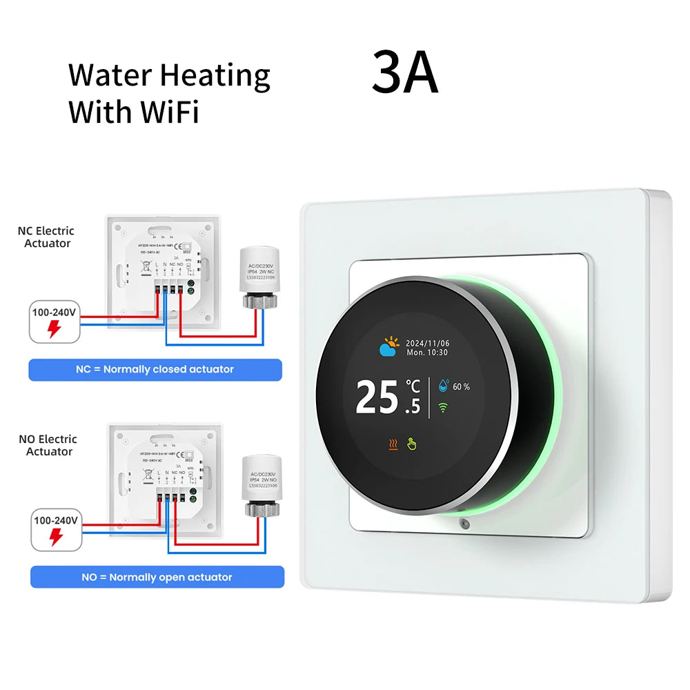 Termostato inteligente AVATTO con WiFi, controlador de temperatura para caldera de agua, gas y calefacción eléctrica, compatible con Tuya, Alexa y Google Home