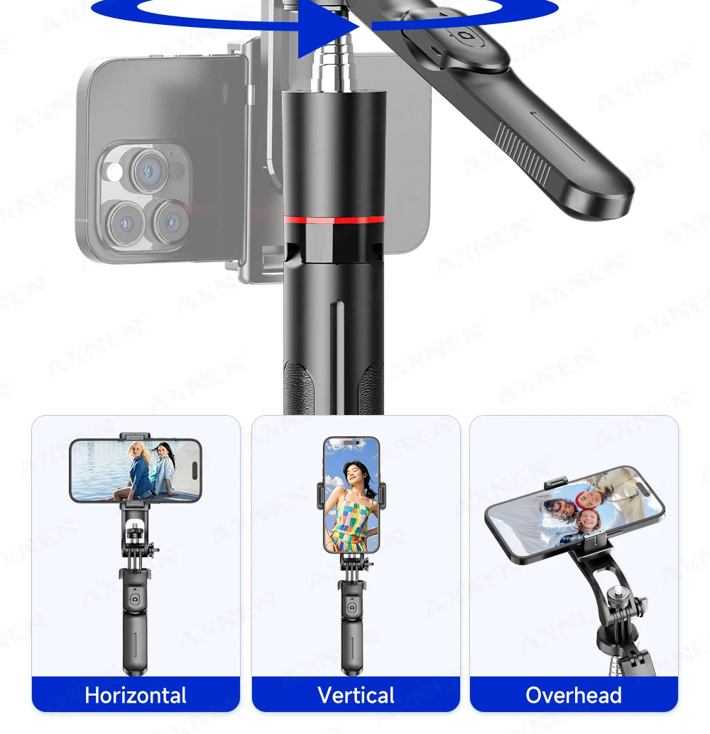 Trípode/palo selfie F16 con poste de 8 secciones de 1708 mm de largo, control remoto Bluetooth, 360 °   Rotación, interfaz 1/4, para cámara de teléfono Vlog