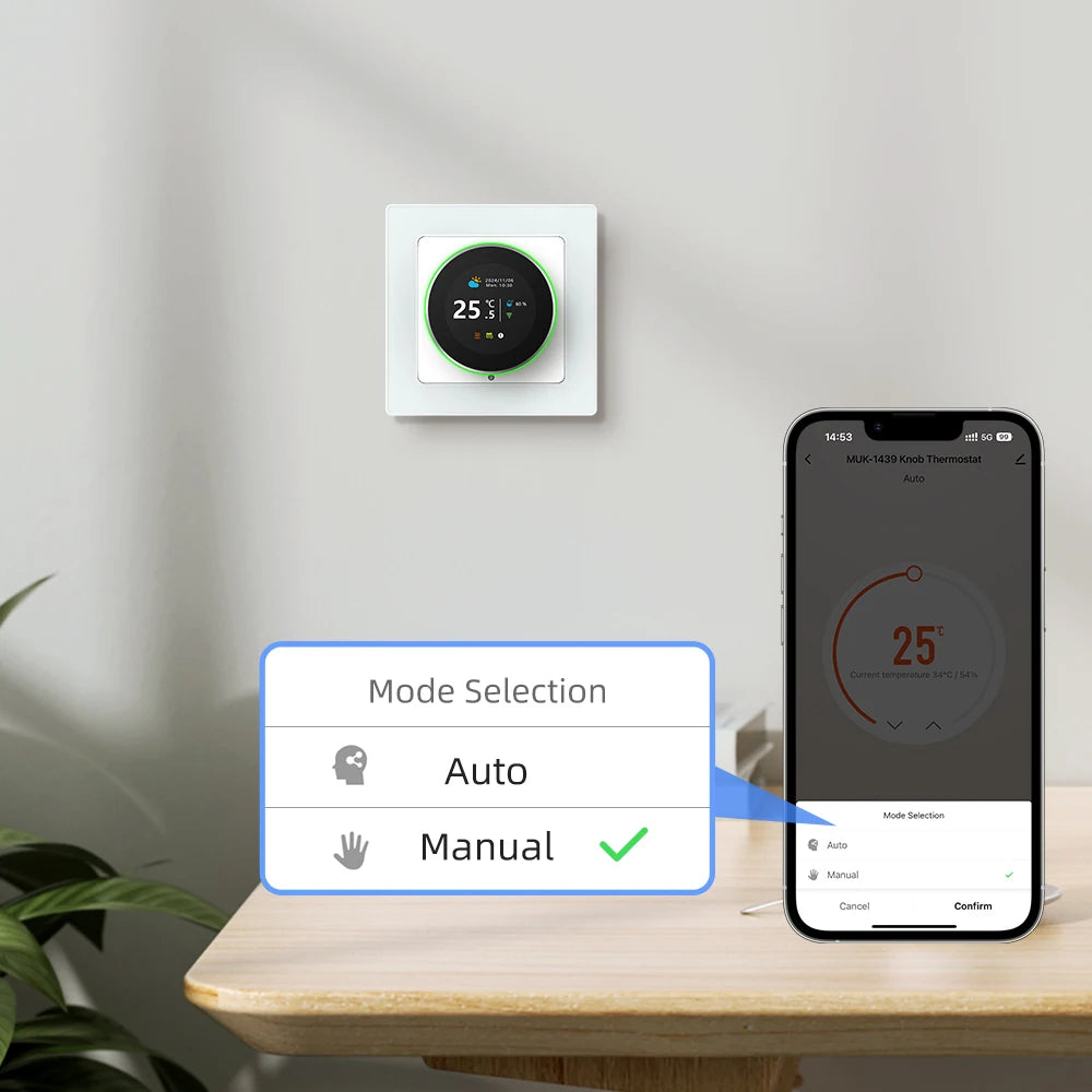 Termostato inteligente AVATTO con WiFi, controlador de temperatura para caldera de agua, gas y calefacción eléctrica, compatible con Tuya, Alexa y Google Home