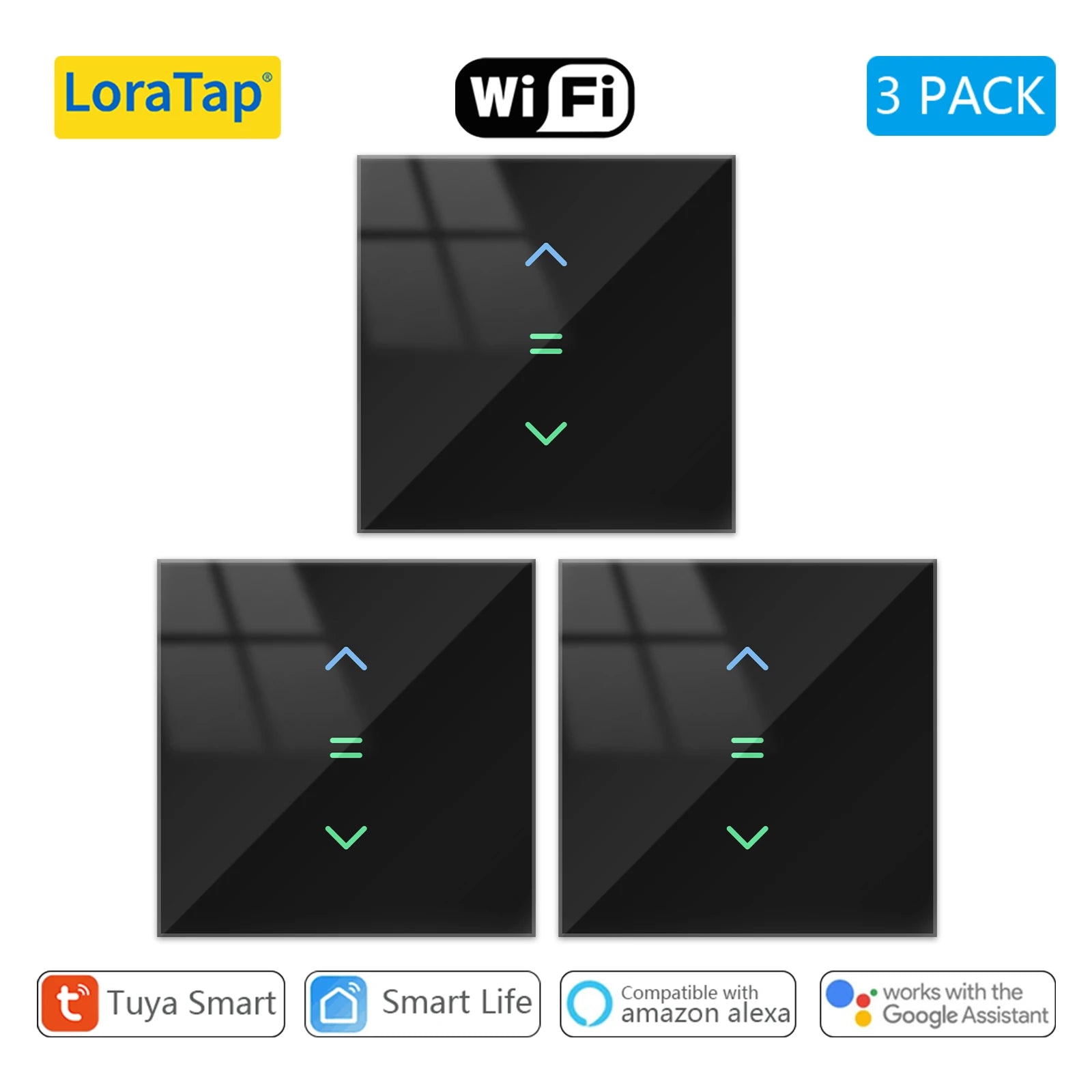 LoraTap-cortinas con WiFi, persiana enrollable, retroiluminación, aplicación remota Tuya Smart Life, Control por Google Home, voz Alexa