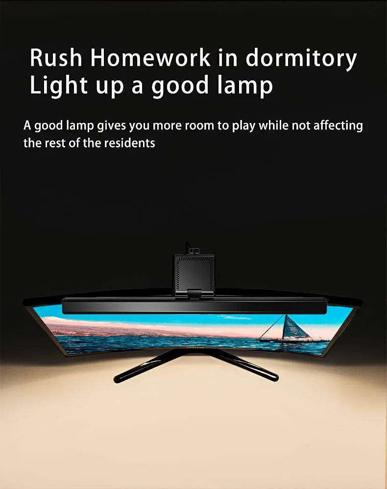 Lámpara de Escritorio USB HOMEFISH de 50cm con Barra de Luz para Monitor, Regulación Continua, Luz de Lectura Colgante para Mesa de Estudio