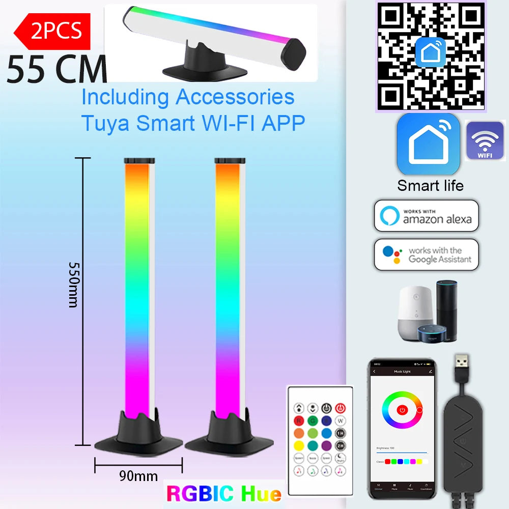 Barra de luz musical RGBIC, luces de ritmo, tira de luz de escritorio, Control por aplicación, lámpara de ambiente USB para videojuegos, dormitorio, retroiluminación de TV