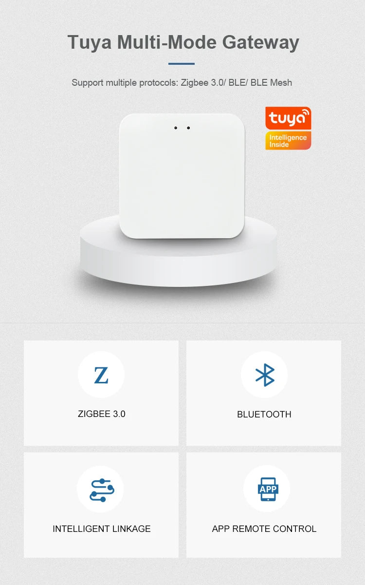 Puerta de enlace inteligente multimodo inalámbrica ZigBee Bluetooth Mesh Hub funciona con la aplicación Tuya Smart life Control por voz a través de Alexa Google Home