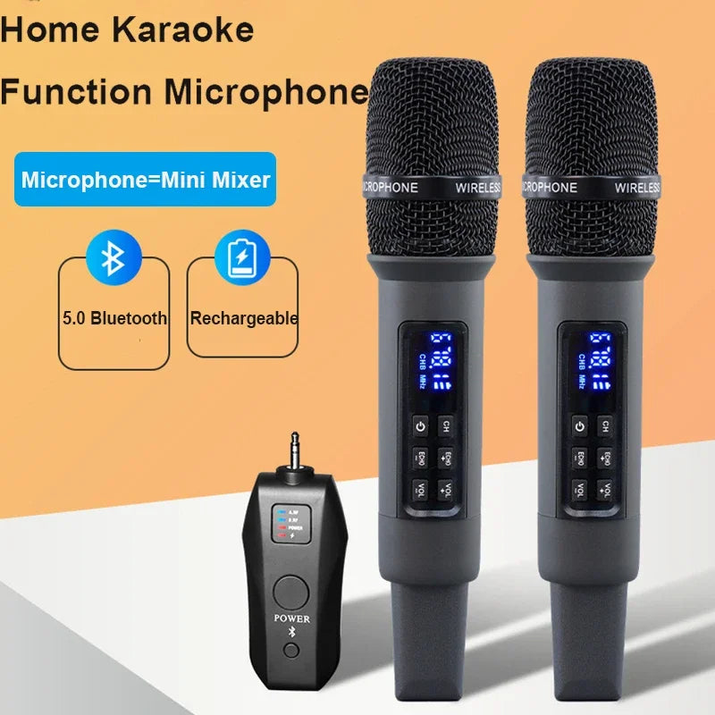 Micrófono de Karaoke dinámico de mano inalámbrico UHF, receptor Bluetooth, reverberación profesional en el hogar, micrófono de graves altos y bajos