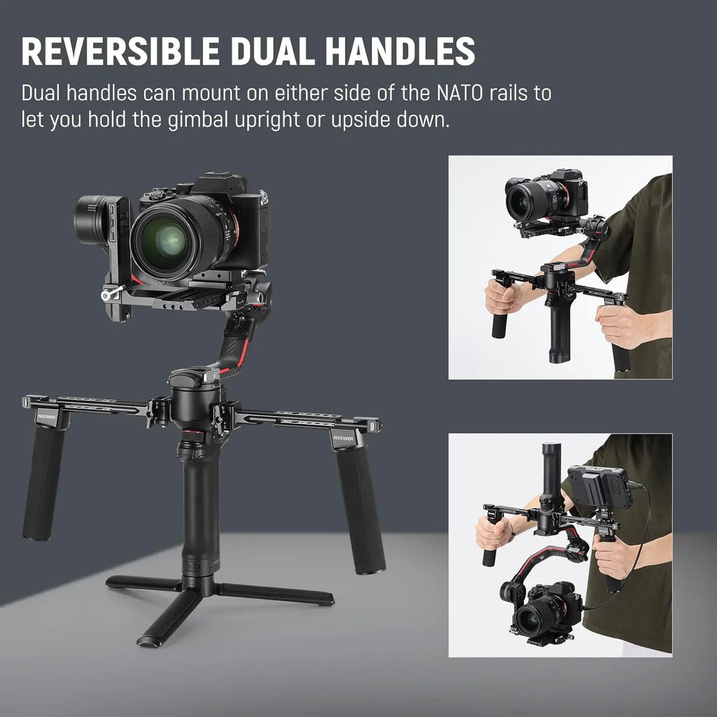 NEEWER-empuñadura doble con abrazaderas NATO de liberación rápida, 2 Mini rieles NATO para DJI RS4 RS4 Pro RS3 RS3 Pro RS2 RSC2 Ronin S SC Gimba