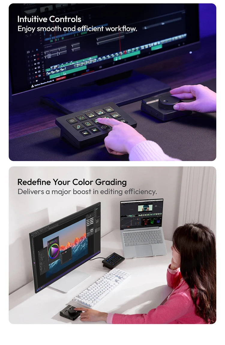 Controlador Creativo Ulanzi D100H, Asistente de Edición de Video para Youtube, Tiktok, PR, PS, Compatible con Bluetooth, Consola de Producción