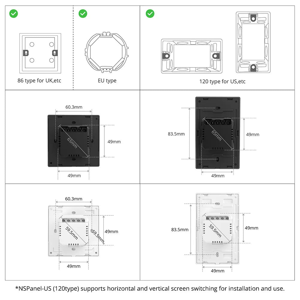 Sonoff NSPanel 86/120 UE/EE. UU. Interruptor de pared de escena inteligente WiFi pantalla inteligente Control todo en uno funciona para eWeLink Alexa Google Home