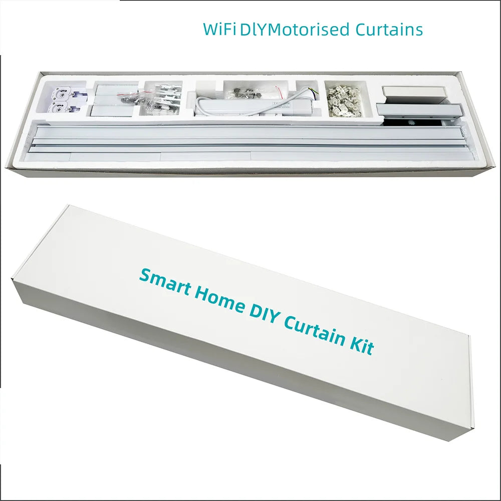 Kit de cortina inteligente Diy automático, sistema con controlador de cortina inteligente Tuya Wifi, Control remoto y pistas de riel eléctrico motorizado Alexa