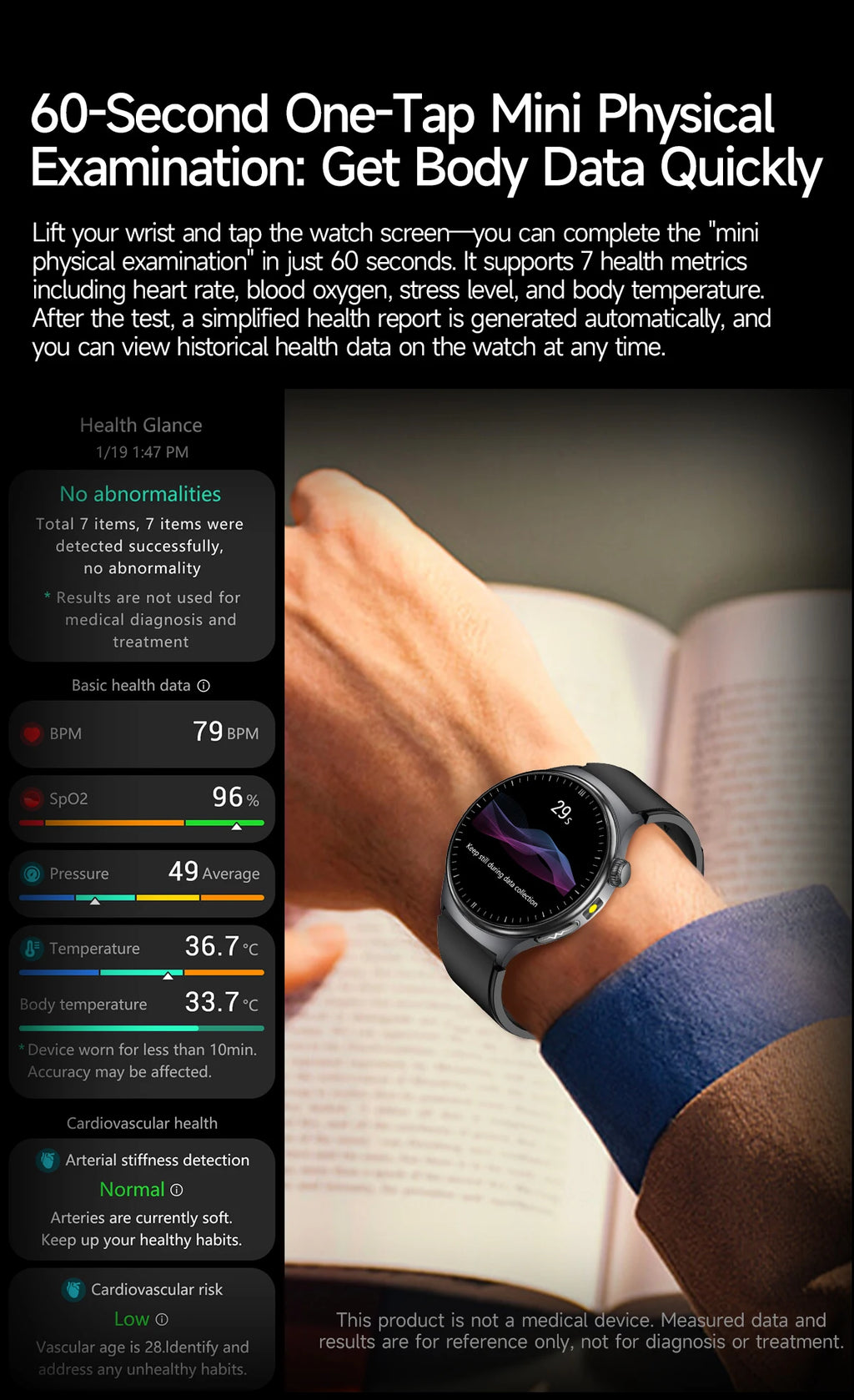 Reloj Inteligente 2026 con Diagnóstico Preciso de ECG, Medición de Grasa Corporal, Oxígeno en Sangre, Presión Arterial, Pantalla HD AMOLED, Llamadas, para Hombres y Mujeres