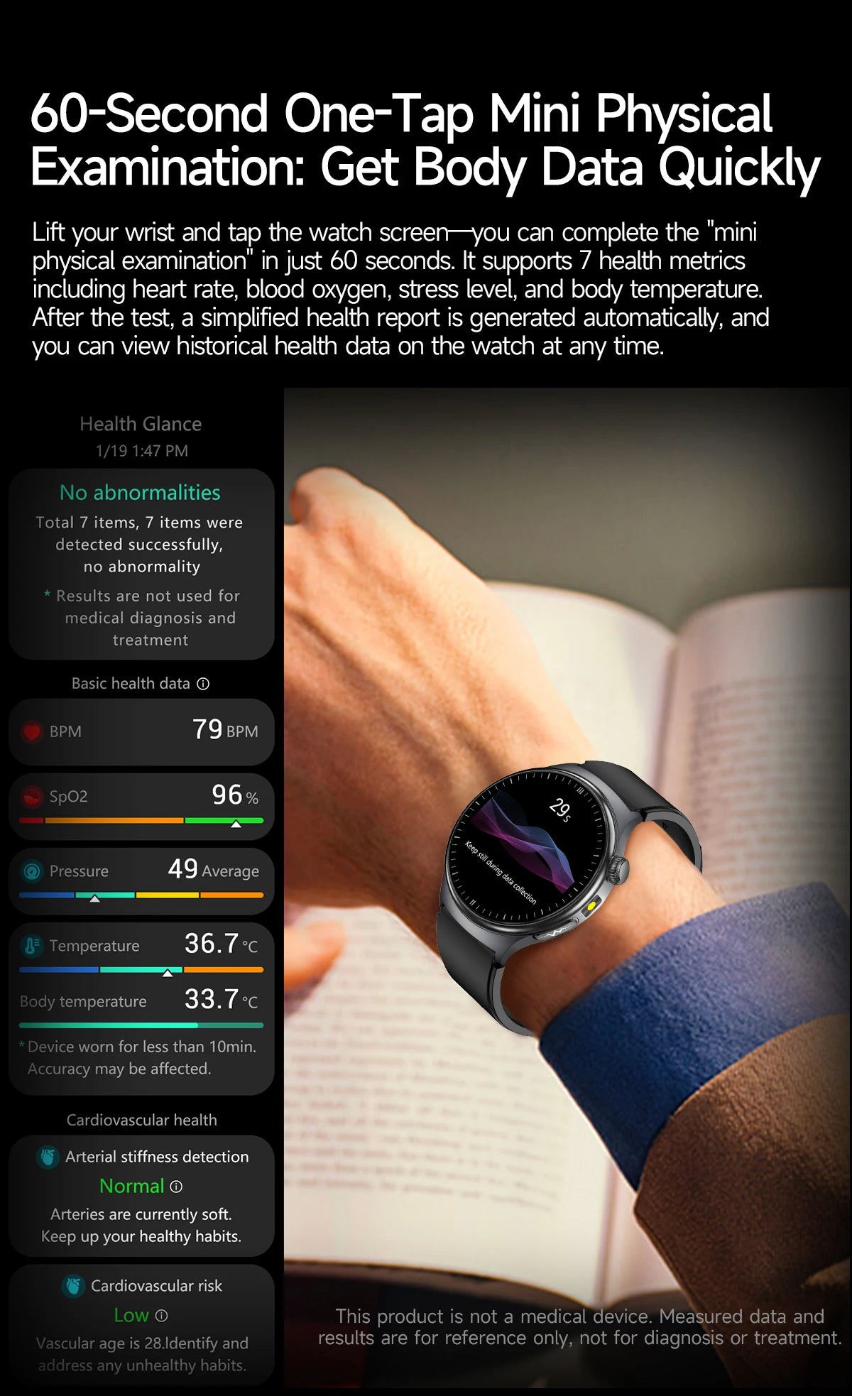 Reloj Inteligente 2026 con Diagnóstico Preciso de ECG, Medición de Grasa Corporal, Oxígeno en Sangre, Presión Arterial, Pantalla HD AMOLED, Llamadas, para Hombres y Mujeres
