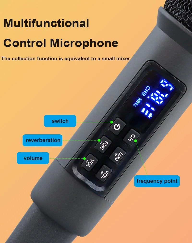 Micrófono de Karaoke dinámico de mano inalámbrico UHF, receptor Bluetooth, reverberación profesional en el hogar, micrófono de graves altos y bajos