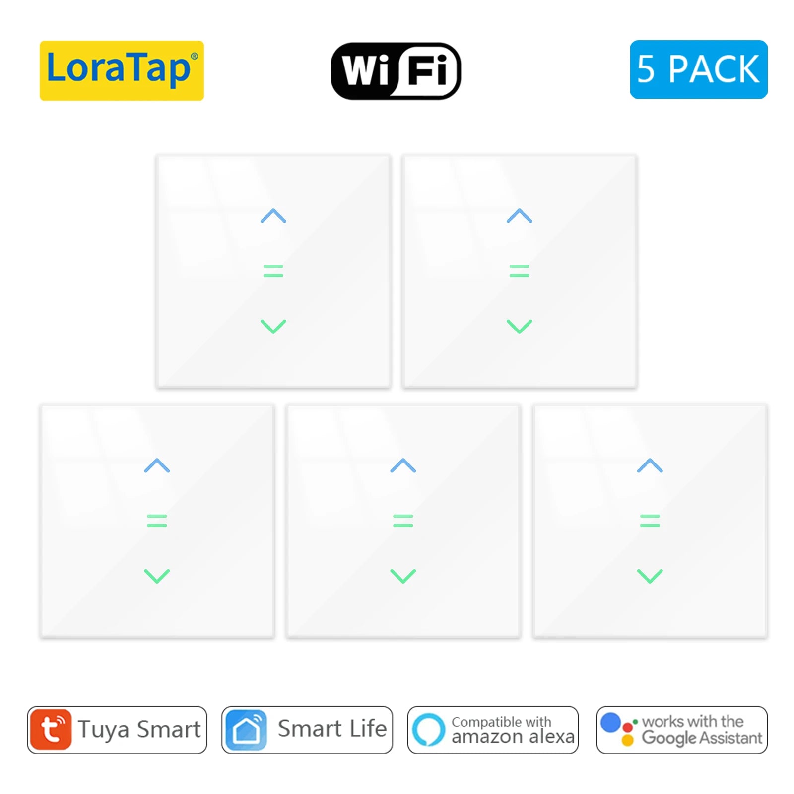 LoraTap-cortinas con WiFi, persiana enrollable, retroiluminación, aplicación remota Tuya Smart Life, Control por Google Home, voz Alexa