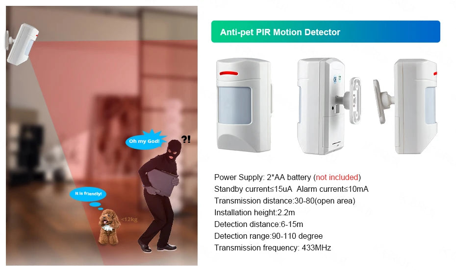 KERUI-Kit de alarma para el hogar, inalámbrico, WiFi, GSM, antirrobo, con pantalla táctil, aplicación Tuya Smart Life, sistema de alarma para protección de seguridad
