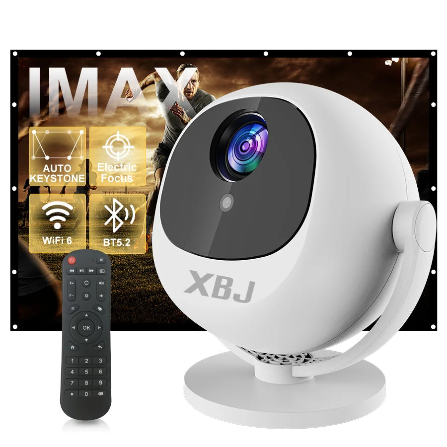 Proyector esférico de cine en casa 4K XBJ, Android WiFi 6 BT 5.0 Auto Keystone 360 °   Proyector de vídeo portátil de rotación para exteriores