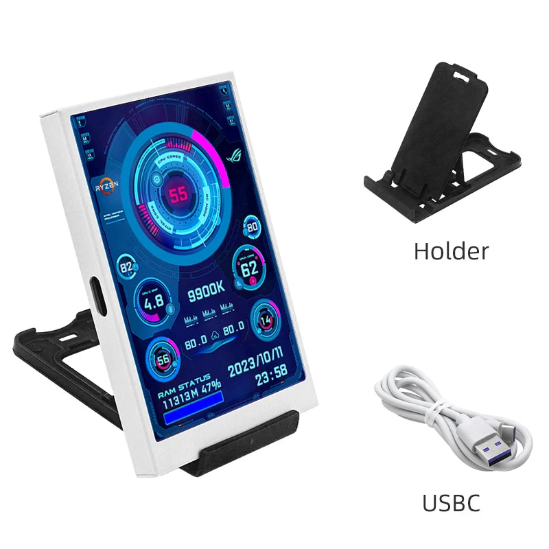 Pantalla secundaria tipo C de 3,5 pulgadas para ordenador CPU RAM GPU HDD Monitor 320*480 IPS LCD ISB pantalla TURZX Software NO AIDA64