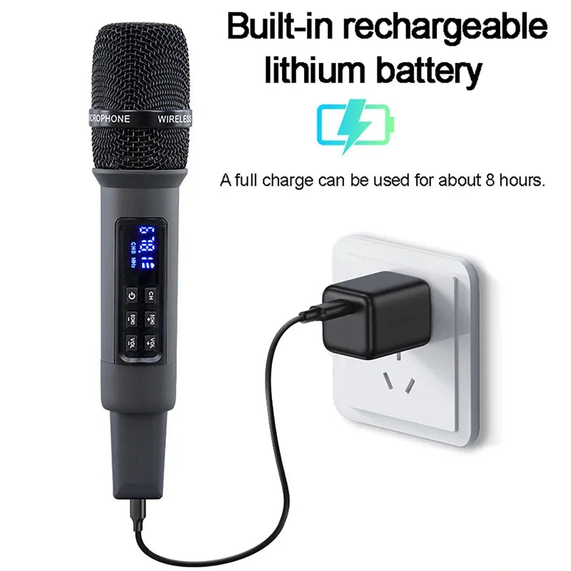 Micrófono de Karaoke dinámico de mano inalámbrico UHF, receptor Bluetooth, reverberación profesional en el hogar, micrófono de graves altos y bajos