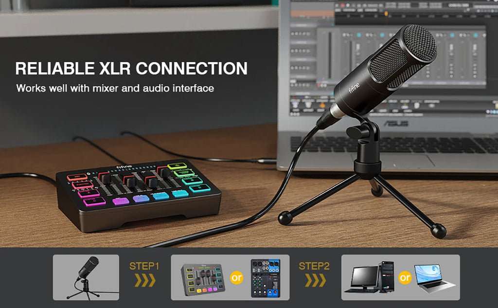 Micrófono dinámico FIFINE XLR, micrófono de Podcast Vocal con patrón cardioide, micrófono de Metal para transmisión/tubar/grabación de vídeo, K669D