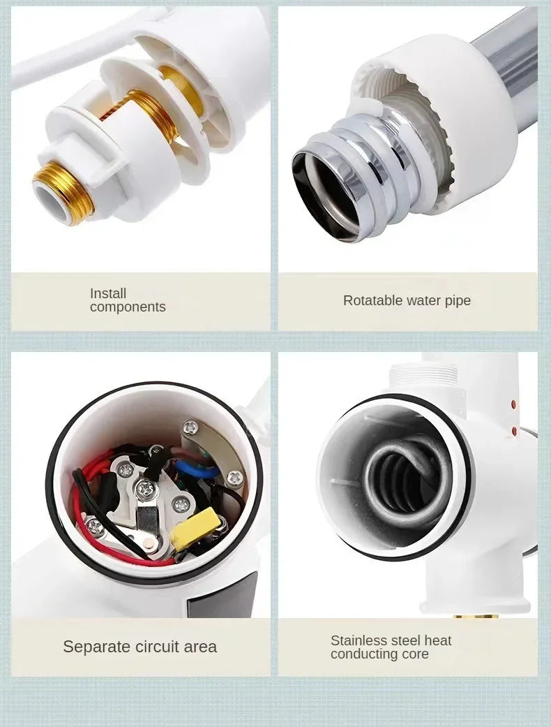 Calentador de agua eléctrico de cocina de 3000W, grifo de agua caliente instantáneo, grifo de calefacción en frío, calentador de agua instantáneo sin tanque