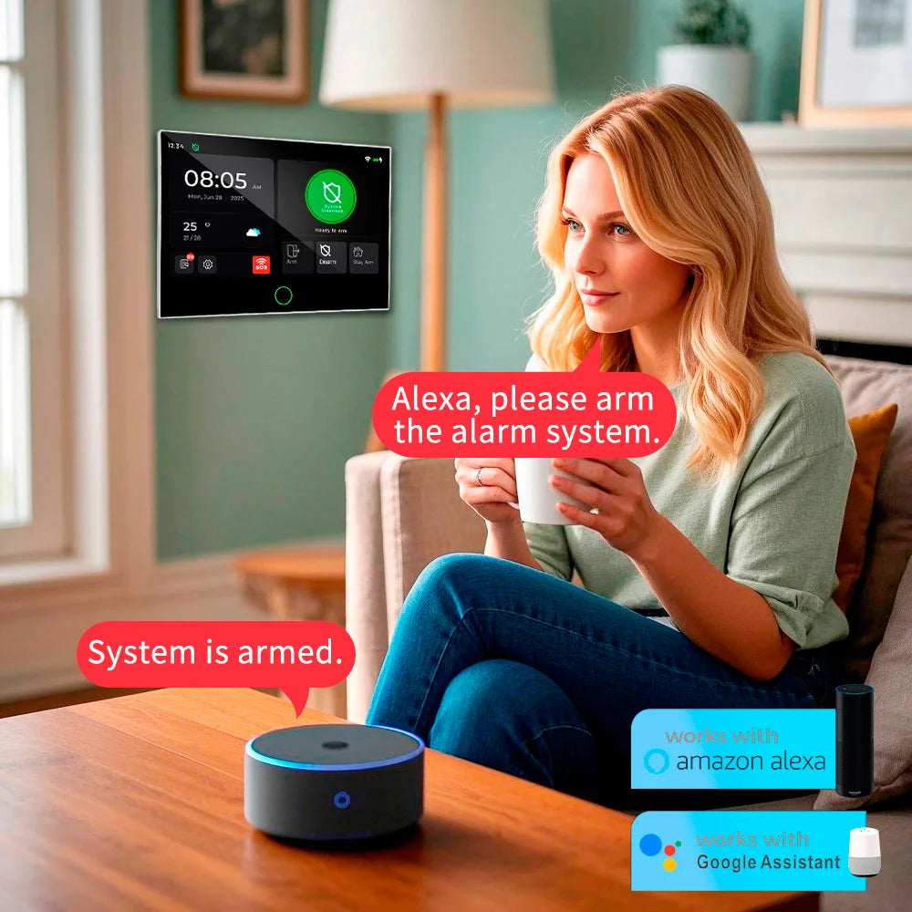 KERUI Tuya WiFi + sistema de alarma para el hogar 4G con Panel de pantalla táctil grande de 7 pulgadas conjunto de alarma FSK / ASK para protección de seguridad del hogar G70