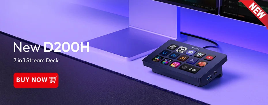 Teclado Ulanzi D200 Stream Deck 13 teclas LCD, todos personalizables para juegos, transmisión en vivo, creación de contenido de oficina, YouTube