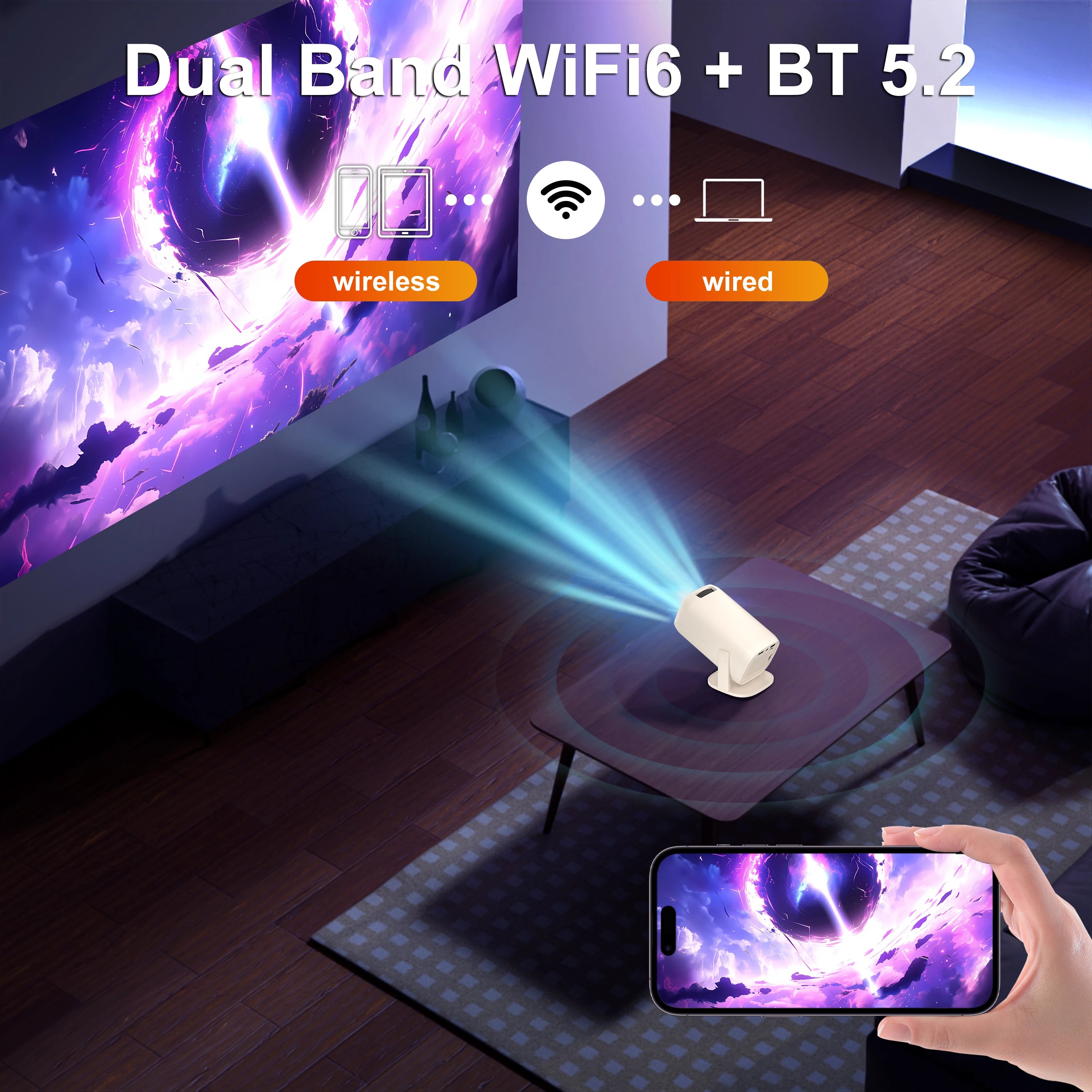 Proyector de Videojuegos Salange U5 con Android 14, Compatible con Netflix Oficialmente Licenciado, Más de 36000 Juegos, Control Remoto Inalámbrico con Bluetooth y Control por Voz