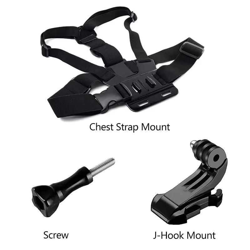 Kit de accesorios para Cámara de Acción todo en uno, correa para la cabeza, soporte para correa para el pecho, ajustable para GoPro Hero Phone Osmo SJCAM AKASO insta360