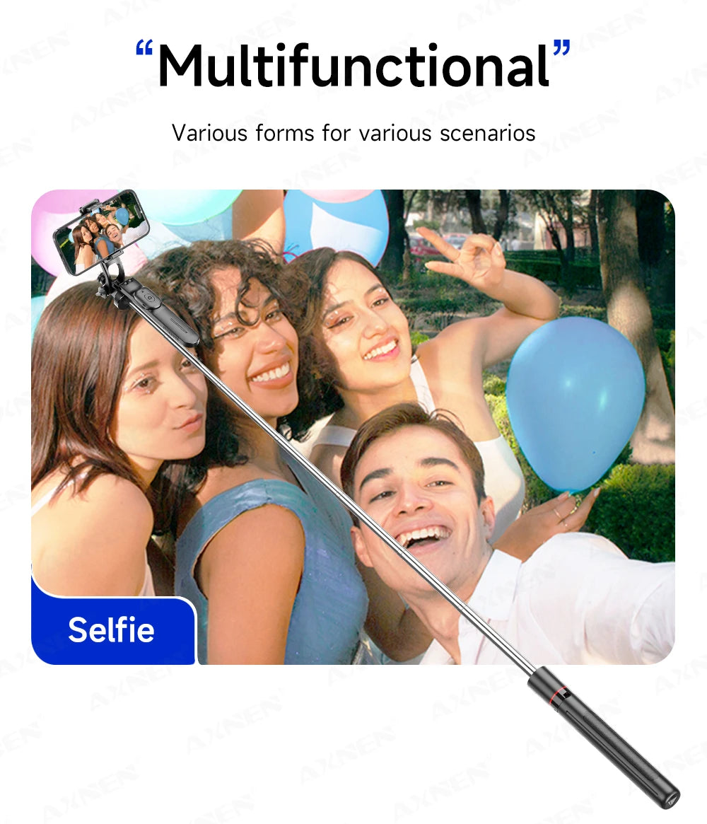 Trípode/palo selfie F16 con poste de 8 secciones de 1708 mm de largo, control remoto Bluetooth, 360 °   Rotación, interfaz 1/4, para cámara de teléfono Vlog