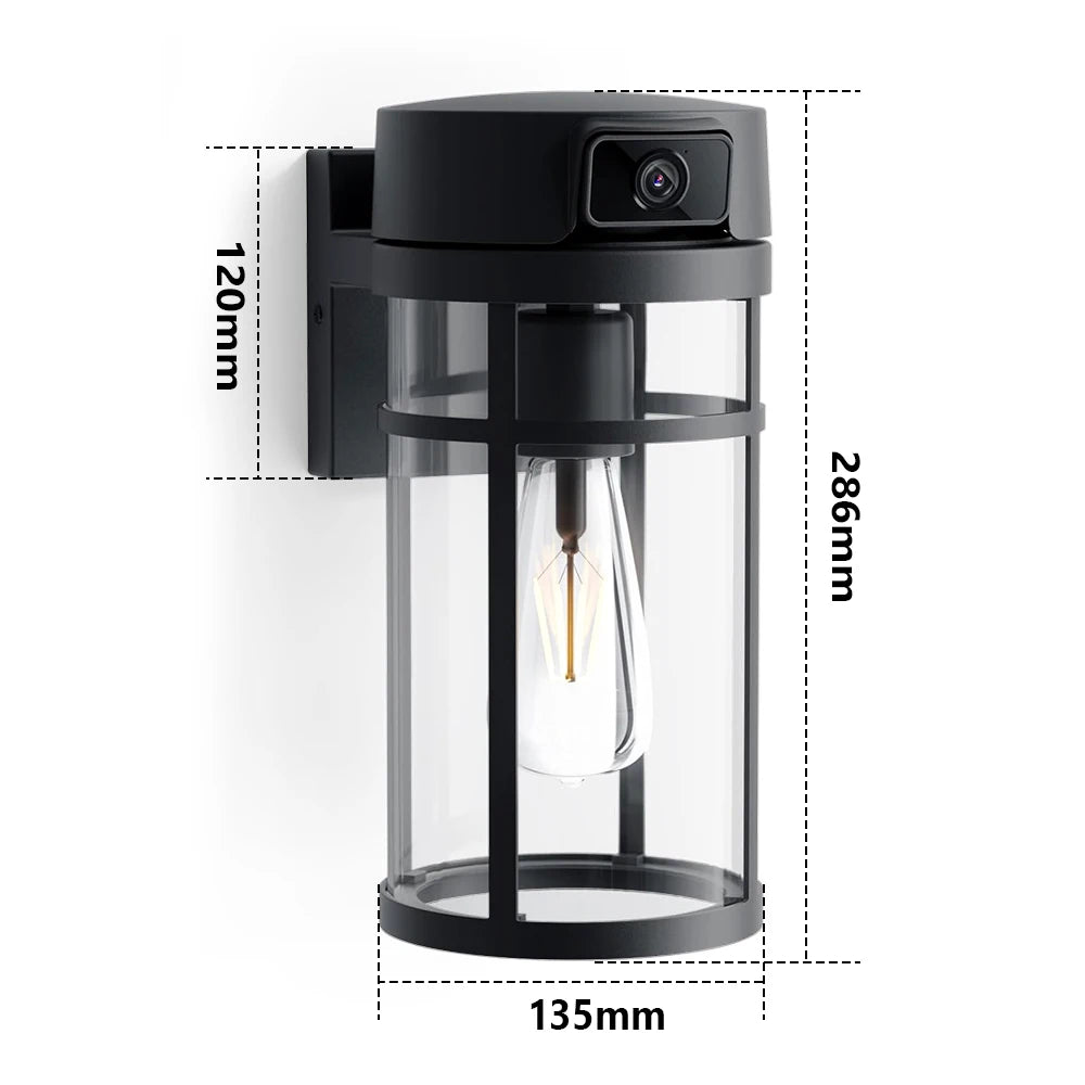 Cámara de Seguridad WiFi PTZ 2K para Exteriores Jarnex, con Detección Humana por IA, Luz para Patio, 4MP, Audio Bidireccional, Lámpara de Jardín PTZ