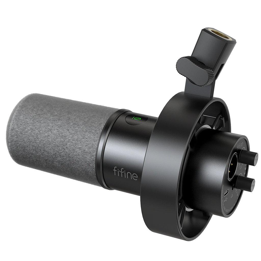 Micrófono dinámico FIFINE USB/XLR con soporte de choque, tecla táctil, conector para auriculares y Control de volumen, para grabación de PC o tarjeta de sonido-K688