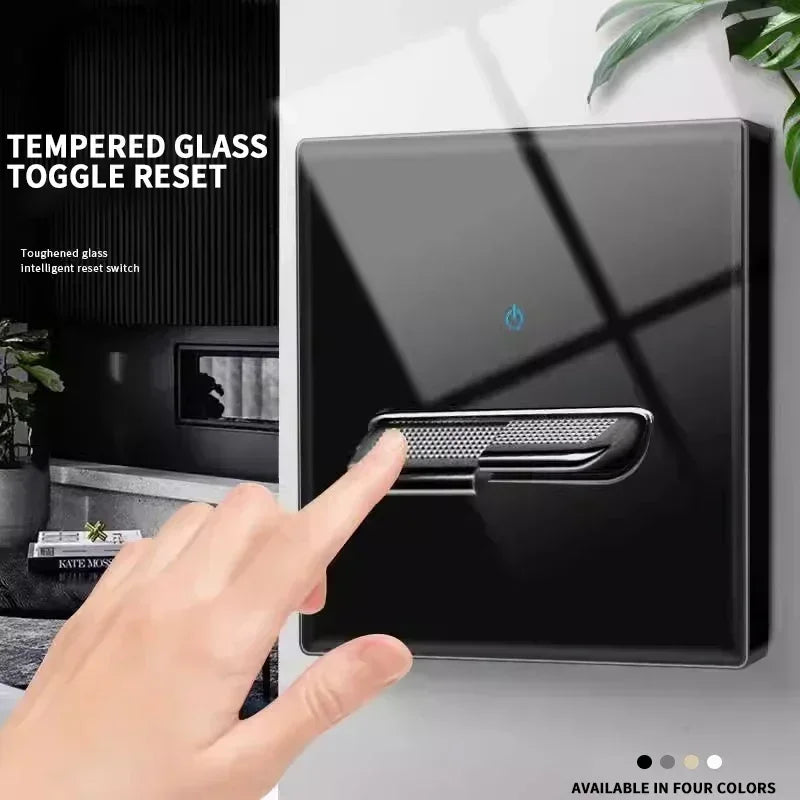 Enchufe de interruptor de vidrio templado estándar francés británico con luz indicadora, reinicio automático, 1, 2, 3, 4 entradas, tomas de Panel de pared, enchufe de 2usb