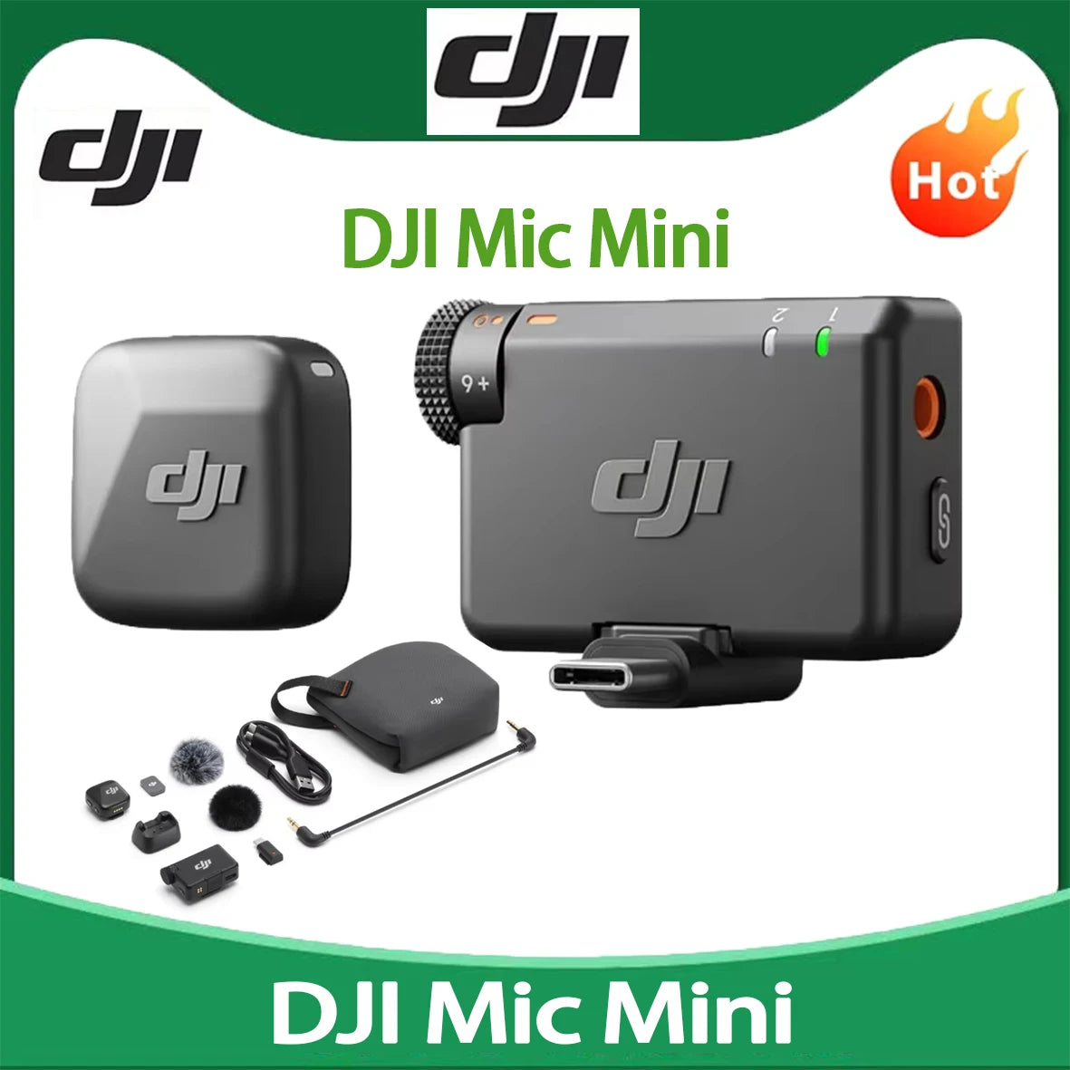 Micrófono Inalámbrico Original DJI Mic Mini (1 TX + 1 RX), Ultraligero, Audio de Alta Fidelidad, Cancelación de Ruido, Limitación Automática