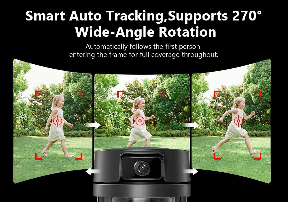Cámara de Seguridad WiFi PTZ 2K para Exteriores Jarnex, con Detección Humana por IA, Luz para Patio, 4MP, Audio Bidireccional, Lámpara de Jardín PTZ