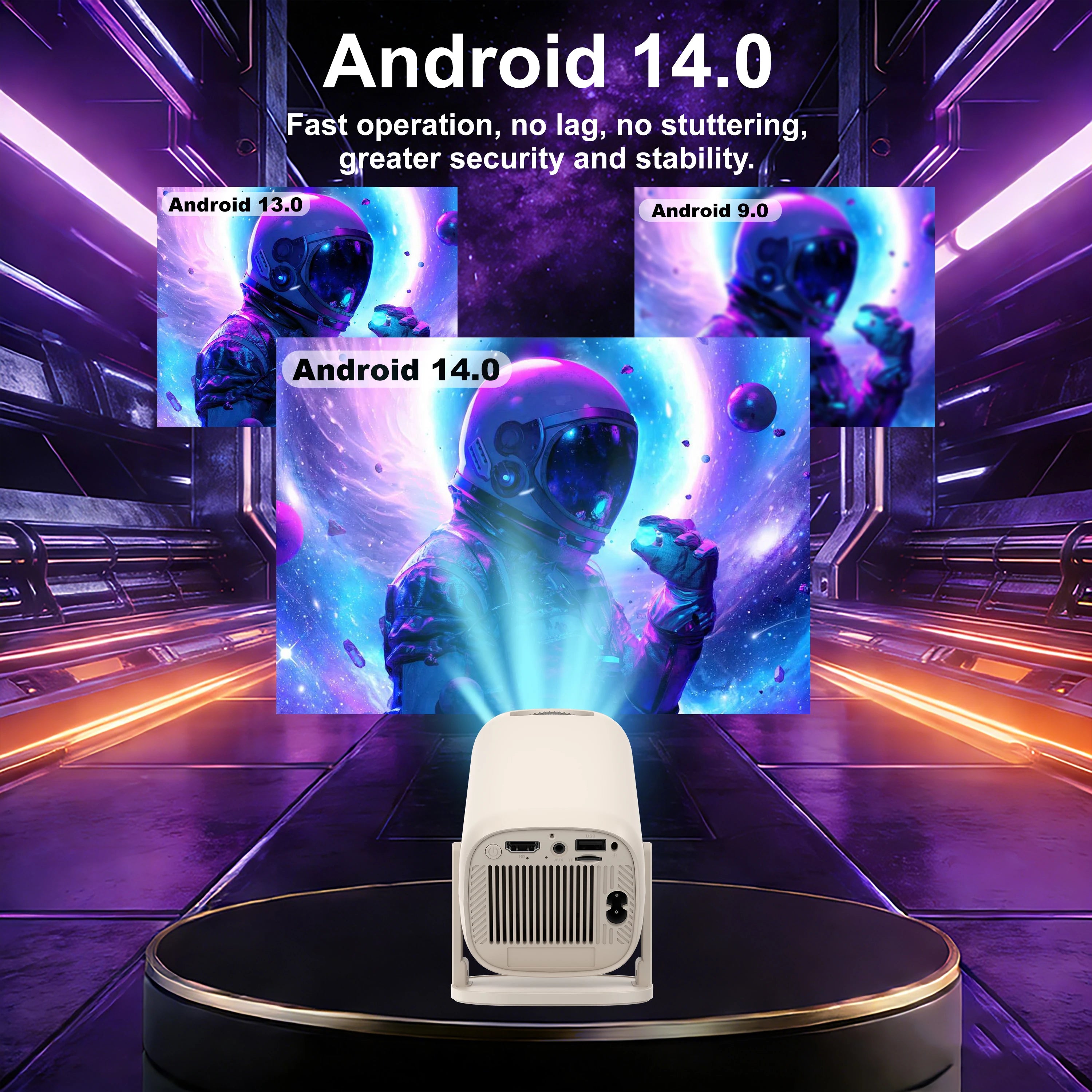 Proyector de Videojuegos Salange U5 con Android 14, Compatible con Netflix Oficialmente Licenciado, Más de 36000 Juegos, Control Remoto Inalámbrico con Bluetooth y Control por Voz