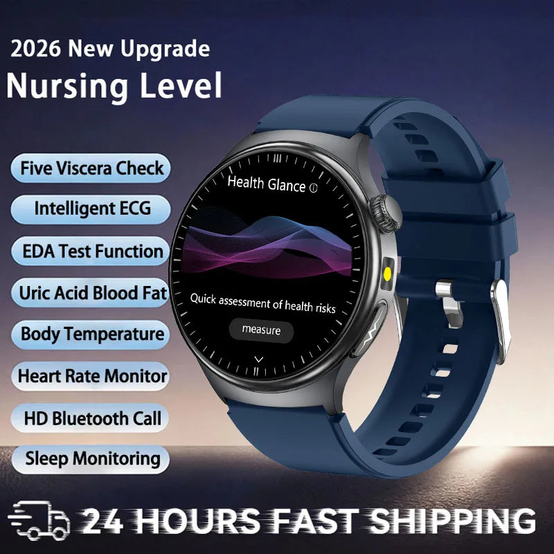Reloj Inteligente 2026 con Diagnóstico Preciso de ECG, Medición de Grasa Corporal, Oxígeno en Sangre, Presión Arterial, Pantalla HD AMOLED, Llamadas, para Hombres y Mujeres