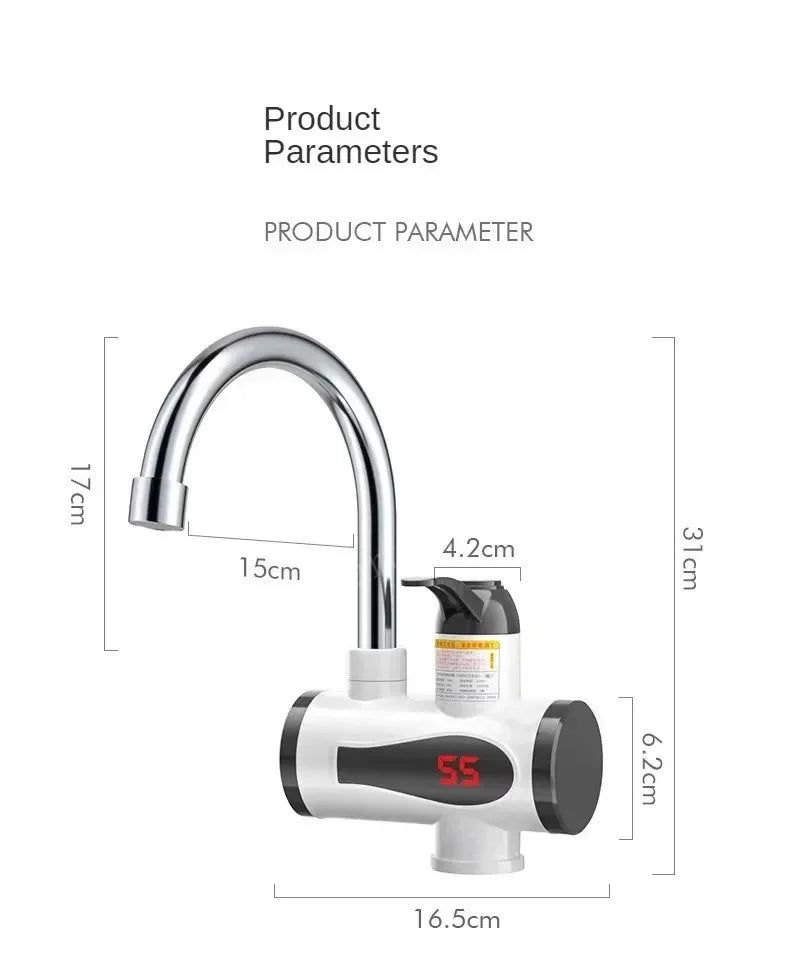 Calentador de agua eléctrico de cocina de 3000W, grifo de agua caliente instantáneo, grifo de calefacción en frío, calentador de agua instantáneo sin tanque