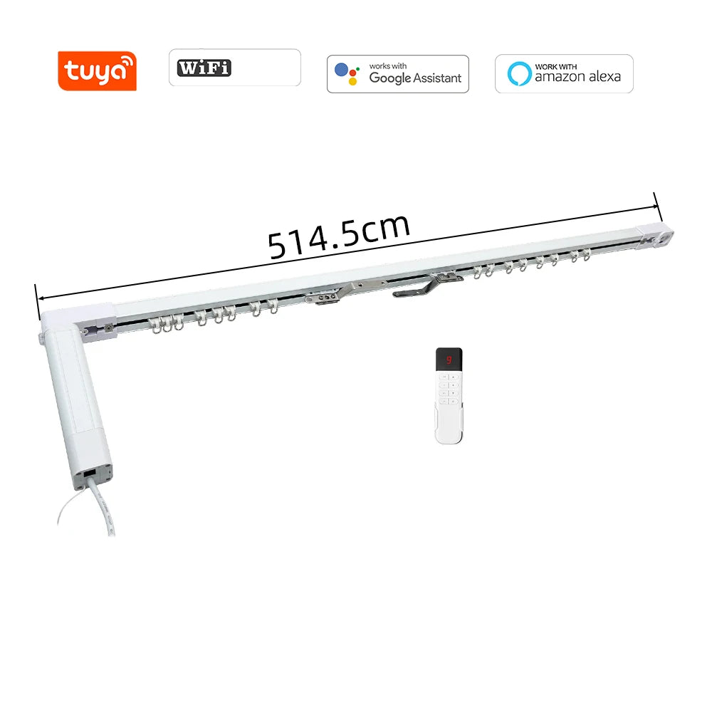 Kit de cortina inteligente Diy automático, sistema con controlador de cortina inteligente Tuya Wifi, Control remoto y pistas de riel eléctrico motorizado Alexa