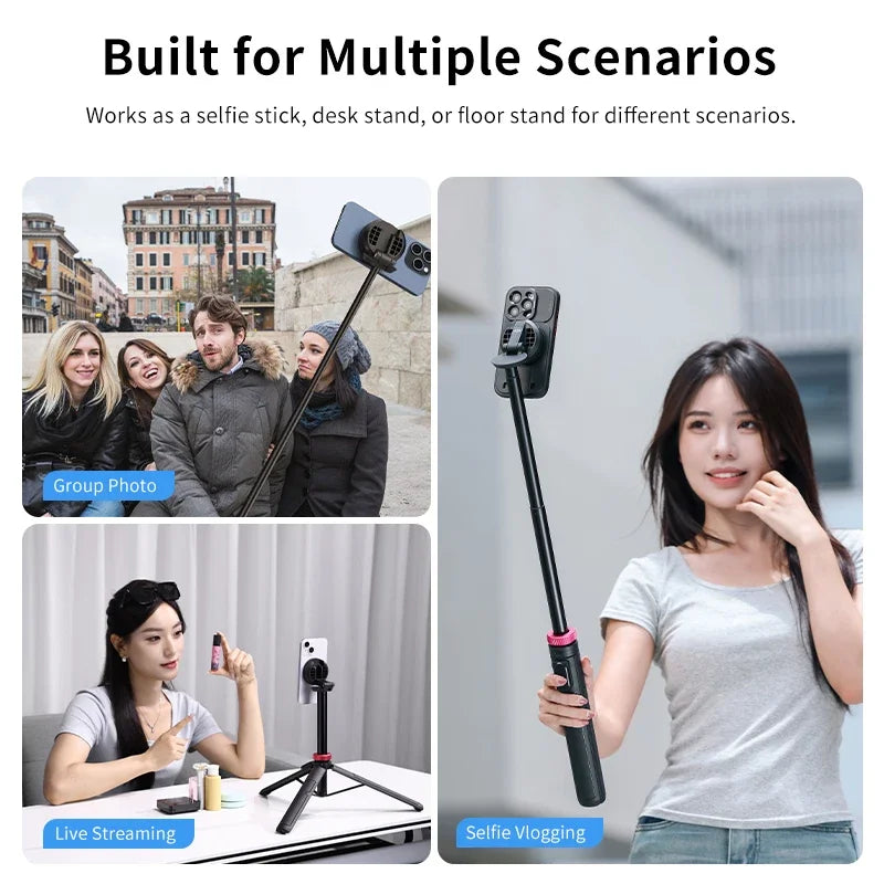 Ulanzi MT-84 1,53 M Magsafe Selfie Stick trípode soporte Bluetooth extensión de teléfono remoto trípode para IPhone 16 15 LiveStreaming Vlog