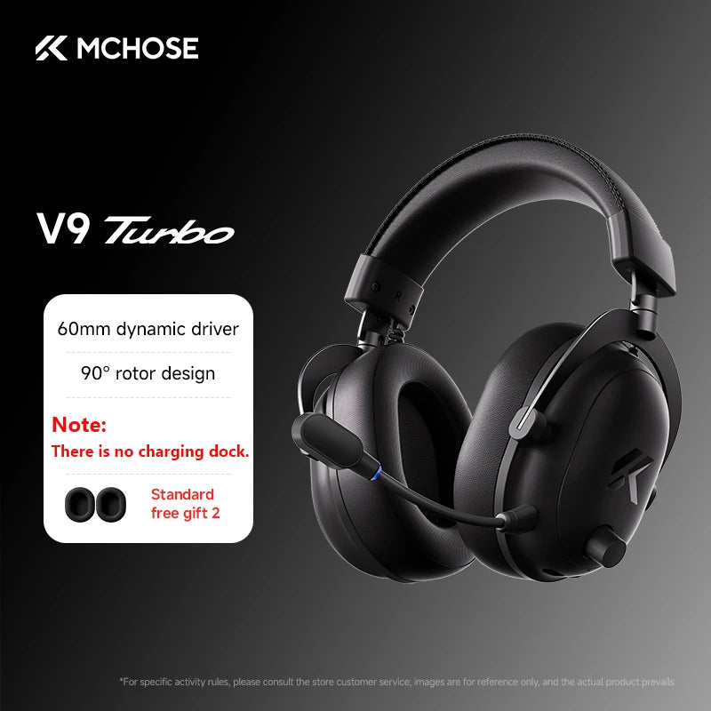 Auriculares Inalámbricos para Juegos MCHOSE V9 Turbo + con Sonido Envolvente 7.1 de 60 mm, Auriculares Profesionales para Esports con Base de Carga RGB