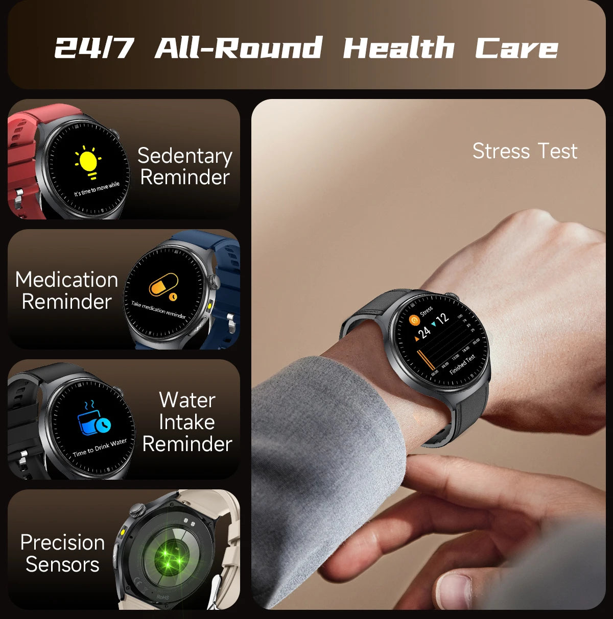 Reloj Inteligente 2026 con Diagnóstico Preciso de ECG, Medición de Grasa Corporal, Oxígeno en Sangre, Presión Arterial, Pantalla HD AMOLED, Llamadas, para Hombres y Mujeres