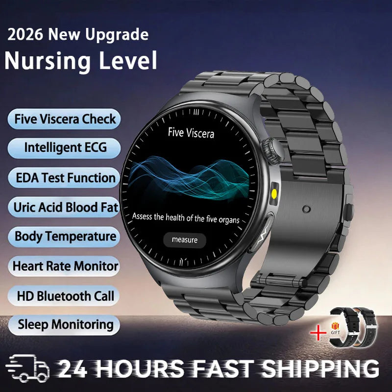 Reloj Inteligente 2026 con Diagnóstico Preciso de ECG, Medición de Grasa Corporal, Oxígeno en Sangre, Presión Arterial, Pantalla HD AMOLED, Llamadas, para Hombres y Mujeres