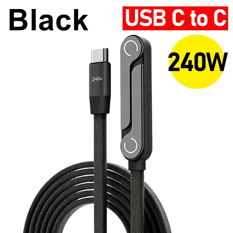 Cable de Carga Rápida de 240W con Soporte Plegable para Teléfono, para iPhone 16 17 Pro Max, Samsung, Mi, Laptop, Cargador PD Tipo-C, Cable de Datos para Juegos