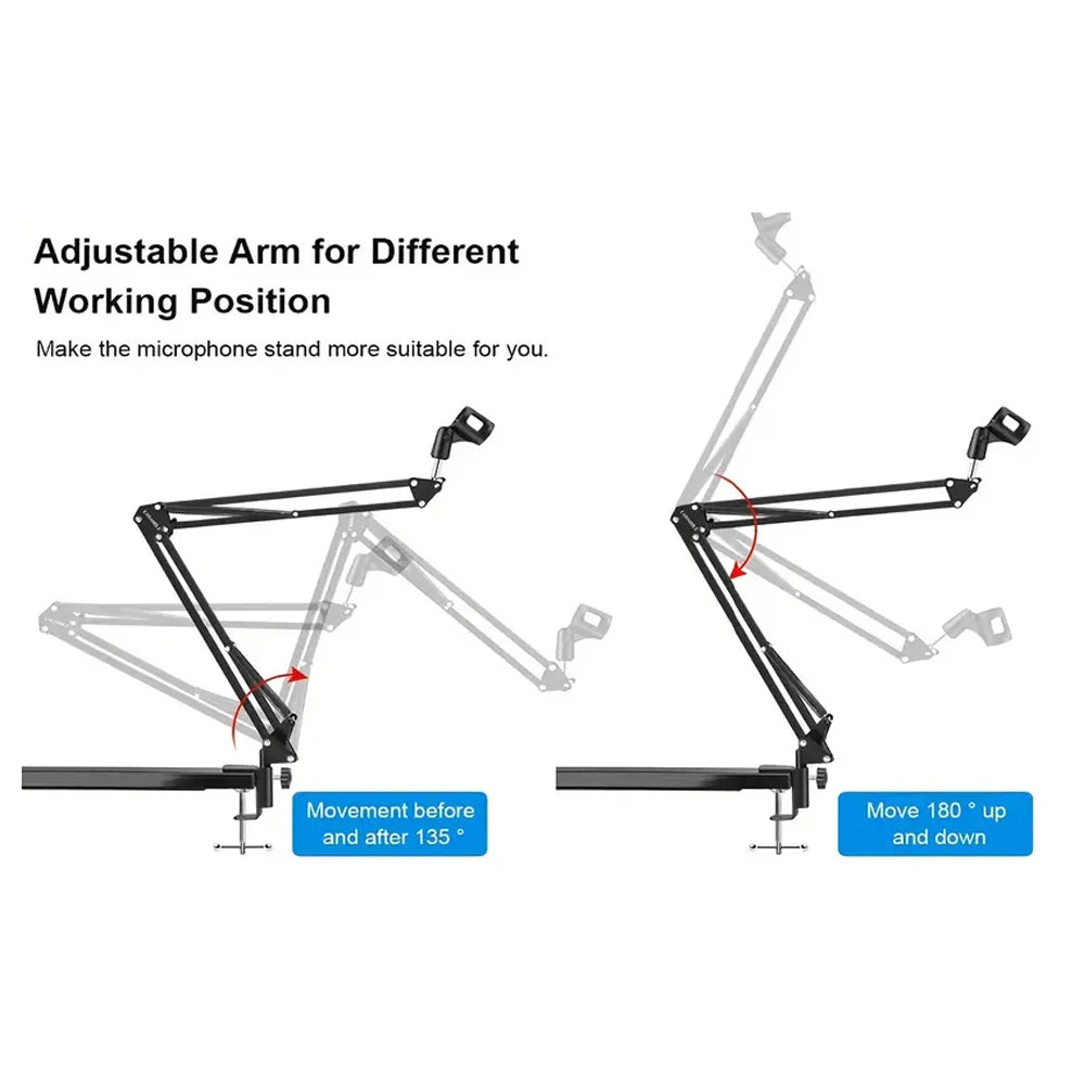 Soporte de micrófono extensible de Metal plegable, brazo de suspensión ajustable, brazo de tijera, soporte voladizo para micrófono con aleación