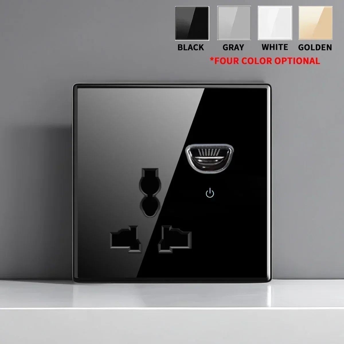 Enchufe de interruptor de vidrio templado estándar francés británico con luz indicadora, reinicio automático, 1, 2, 3, 4 entradas, tomas de Panel de pared, enchufe de 2usb