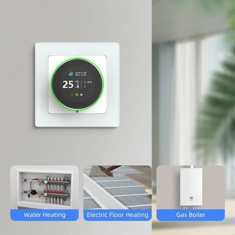 Termostato inteligente AVATTO con WiFi, controlador de temperatura para caldera de agua, gas y calefacción eléctrica, compatible con Tuya, Alexa y Google Home
