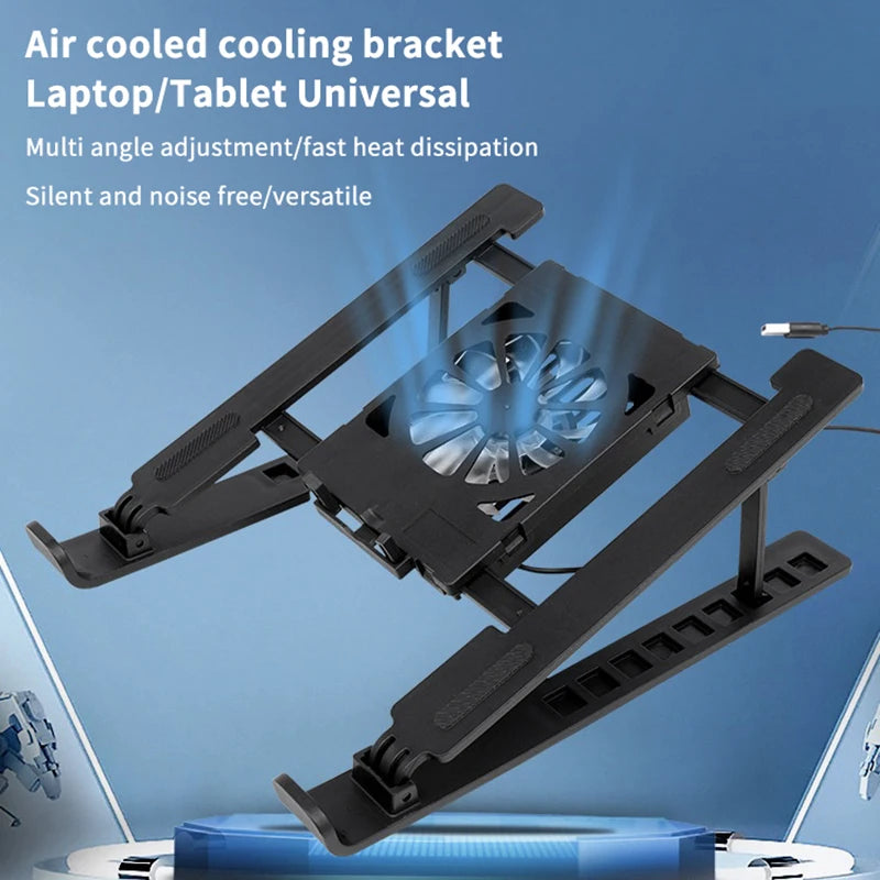 Soporte de Base para enfriador de ordenador portátil, soporte plegable para almohadilla de refrigeración para portátil, soporte de radiador para portátil, estante elevado con 1 ventilador de refrigeración