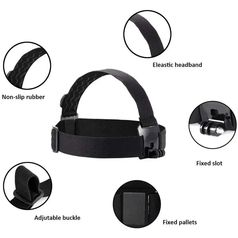 Kit de accesorios para Cámara de Acción todo en uno, correa para la cabeza, soporte para correa para el pecho, ajustable para GoPro Hero Phone Osmo SJCAM AKASO insta360