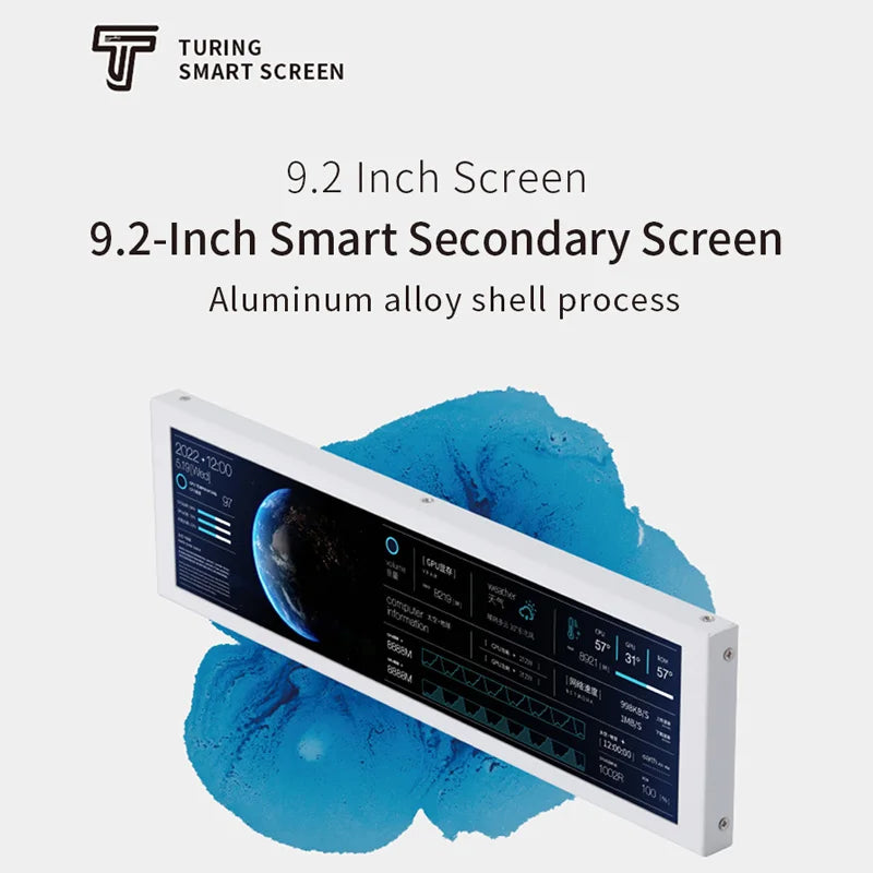 Pantalla secundaria IPS tipo C de 9,2 pulgadas TURZX 1920x462 LCD para Windows 10 11 chasis de ordenador red CPU GPU RAM Monitor de disco duro