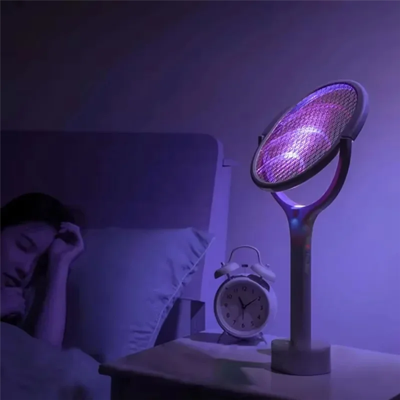 Matamoscas 5 en 1 de carga rápida de seguridad con aislamiento ABGH, lámpara antimosquitos eléctrica ajustable con raqueta ABS