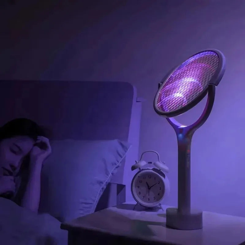 Matamoscas 5 en 1 de carga rápida de seguridad con aislamiento ABGH, lámpara antimosquitos eléctrica ajustable con raqueta ABS